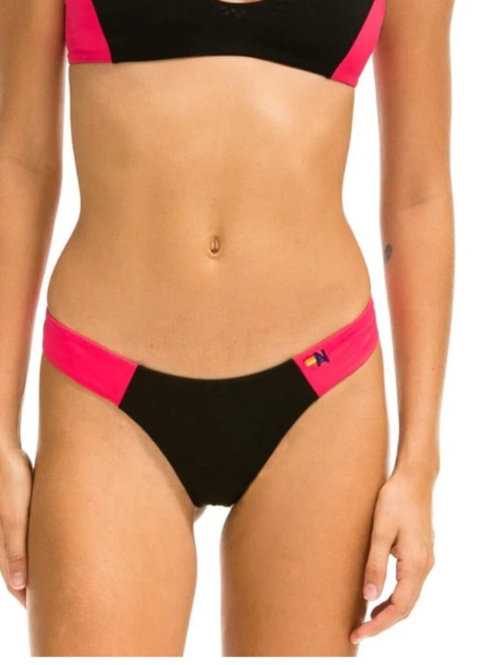 AVAIATOR NATION Women's Hi-Cut Color Block Cheeky Bikini Bottoms Size XS